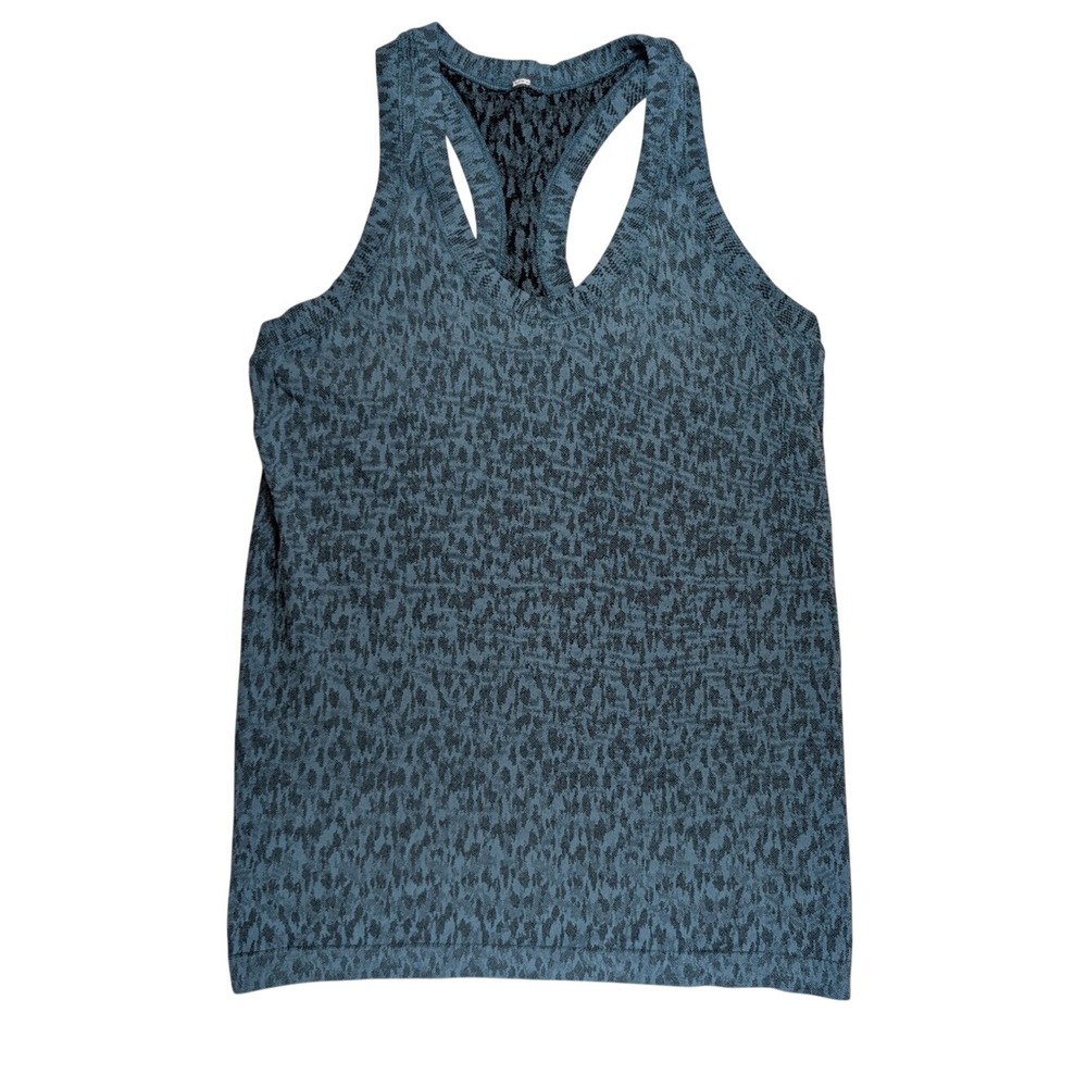 Lululemon Swiftly Tech Tank Top Womens 4 Blue‎ Leopard Racerback Athletic Vest